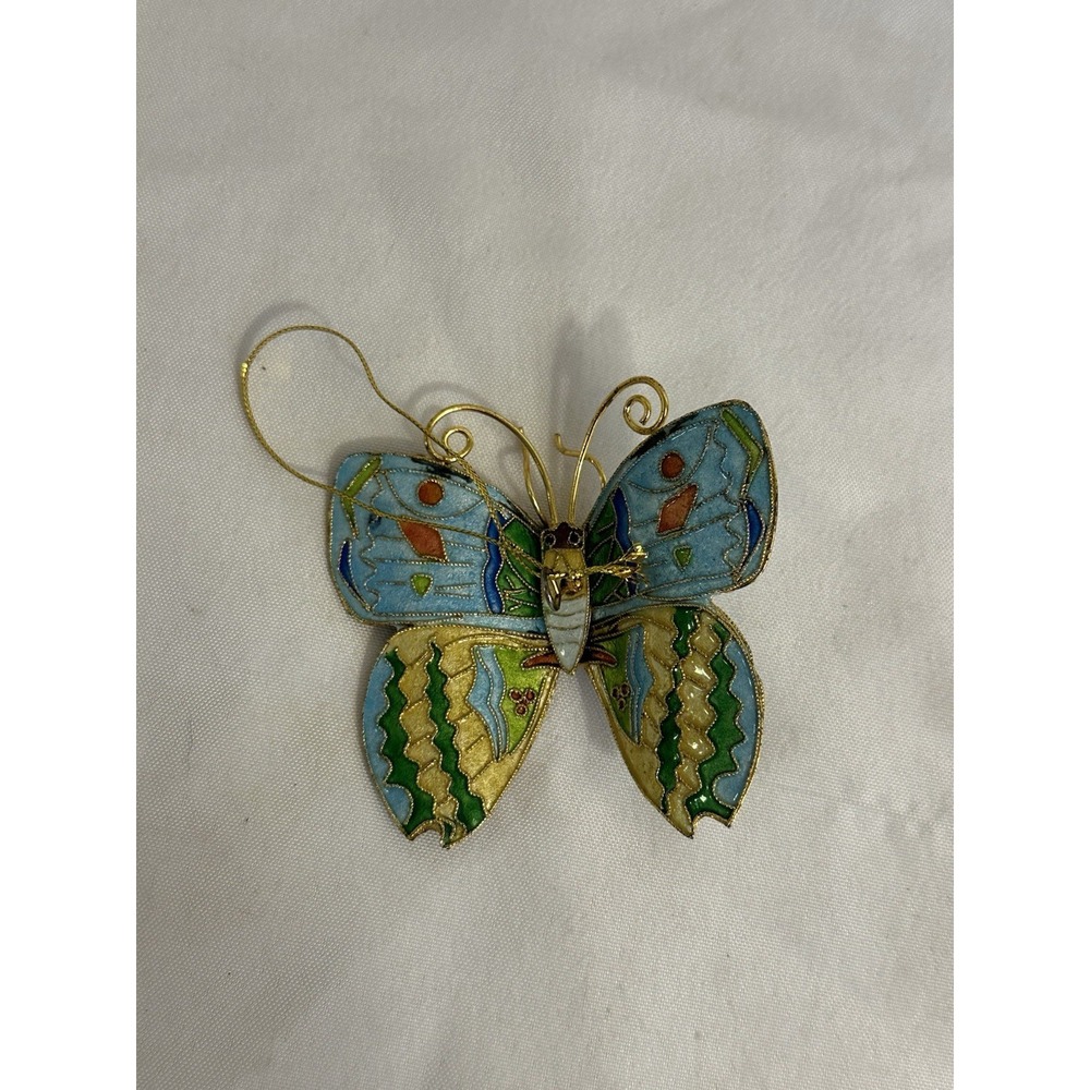 Vintage Cloisonné Metal Enamel Hanging Butterfly Ornament Decorative Gift